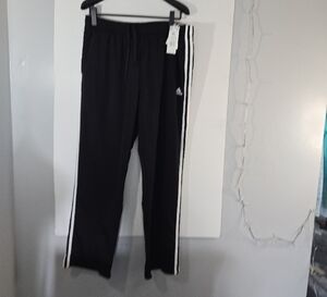 Adidas Black and White Sweatpants with Side Stripes